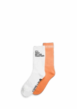 Signature Socks - Peach/White